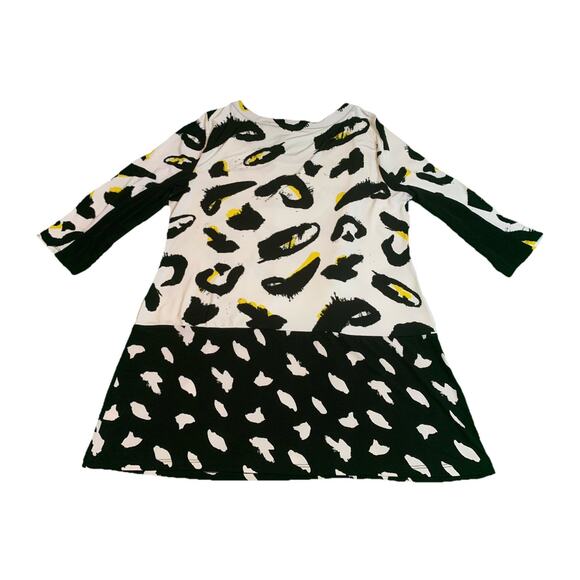 Style & Co Women's Black/White/Yellow Animal Print Long Sleeve Dress Size XL - Picture 3 of 9